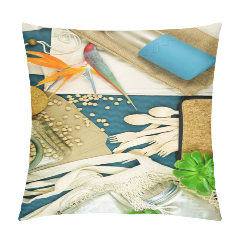 Personality  Zero Waste, Plastic Free, Eco-friendly Shopping Flat Lay. Pillow Covers