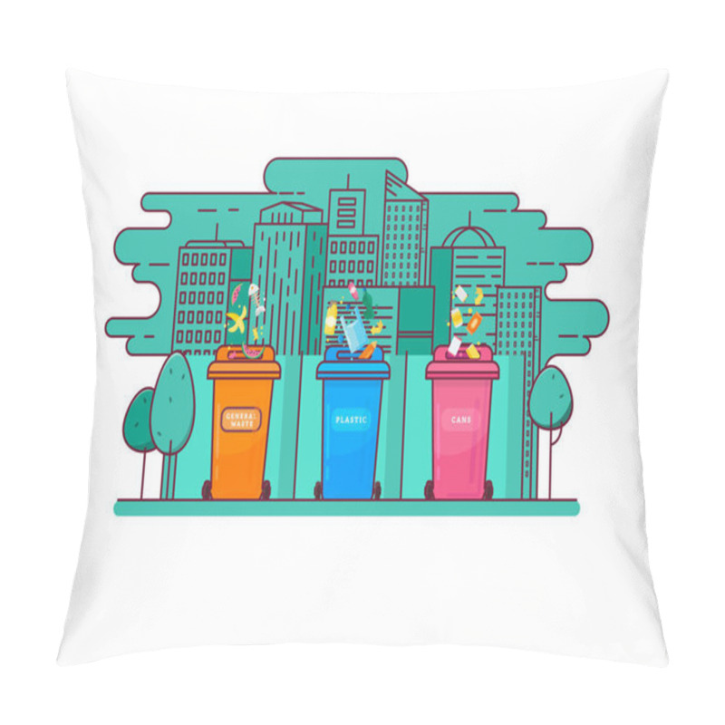 Personality  Ecologic Concept Trash Sorting Into The Containers Pillow Covers