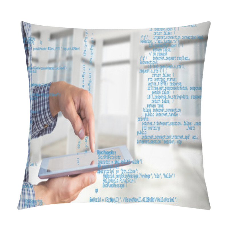 Personality  Geeky Businessman Using His Tablet Pc Pillow Covers