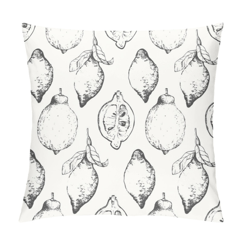 Personality  Hand-drawn Sketch Of Lemon. Citrous Pattern. Pillow Covers