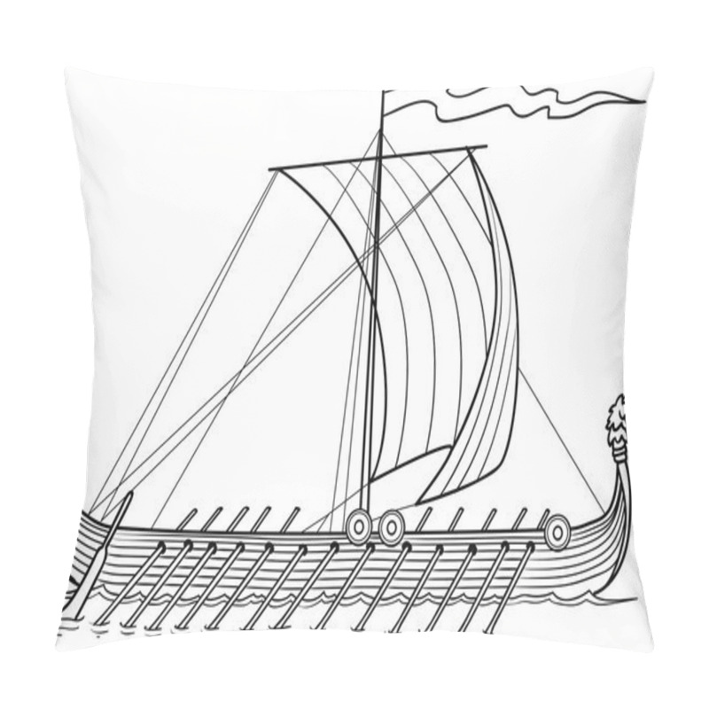 Personality  Sketch Illustration Of Yacht Pillow Covers