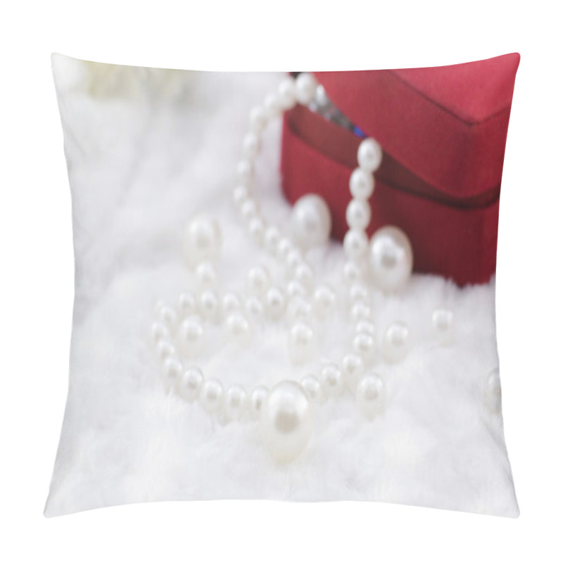 Personality  White Pearl Necklace With Red Jewel Box Pillow Covers