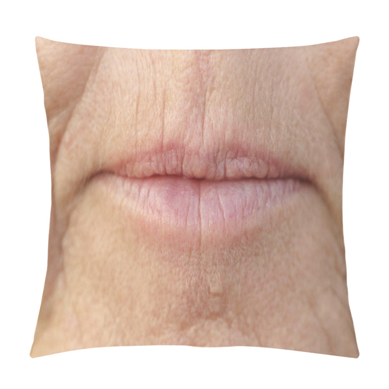 Personality  Extreme Closeup On The Mouth Of A Middle-aged Woman Pillow Covers