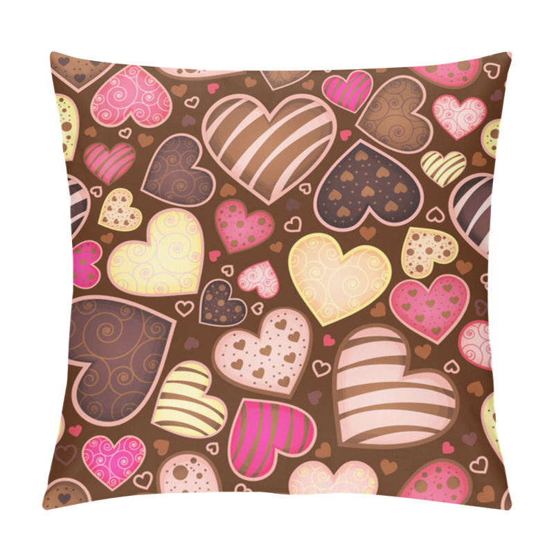 Personality  Seamless Chocolate Pattern With Sweetmeat Heart Pillow Covers