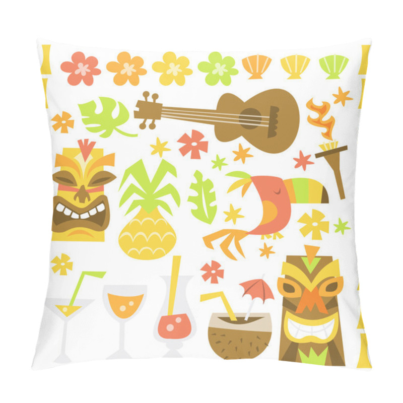 Personality  Retro Hawaiian Luau Tiki Party Design Elements Pillow Covers