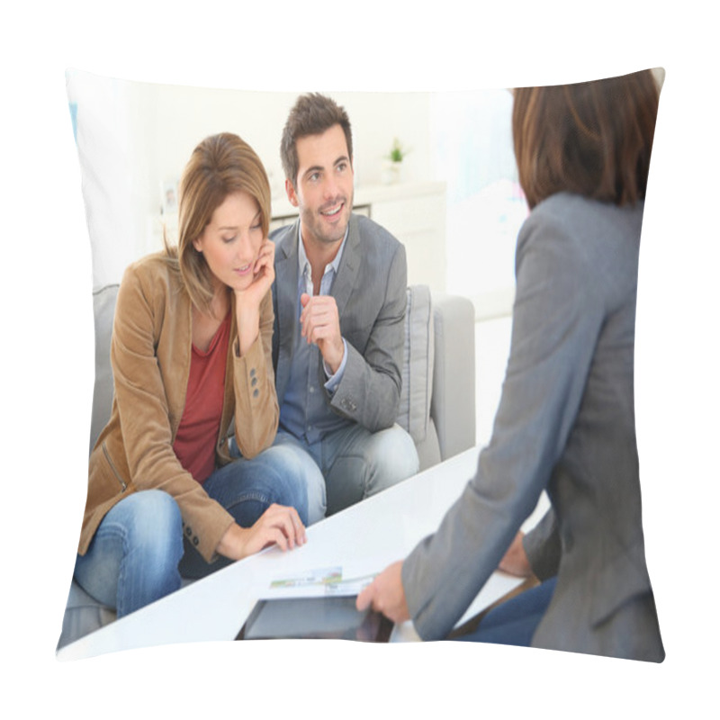 Personality  Couple Meeting Financial Adviser Pillow Covers