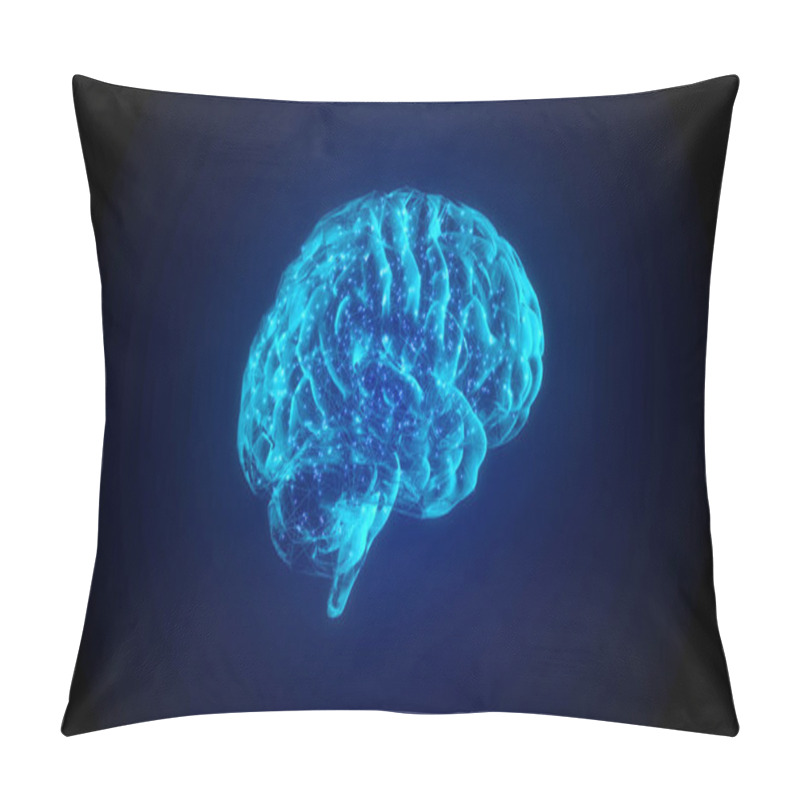 Personality  4k 3fps AI Brain Concept. Artificial Intelligence, Neuronets. 360 Rotating. Futuristic Hologram Of Brain On A Black Background And Glowing Blue. Digital Brain Big Data. Pillow Covers