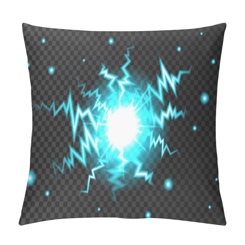 Personality  Ball Lightning Or Electricity Blast On Transparent Background. Pillow Covers