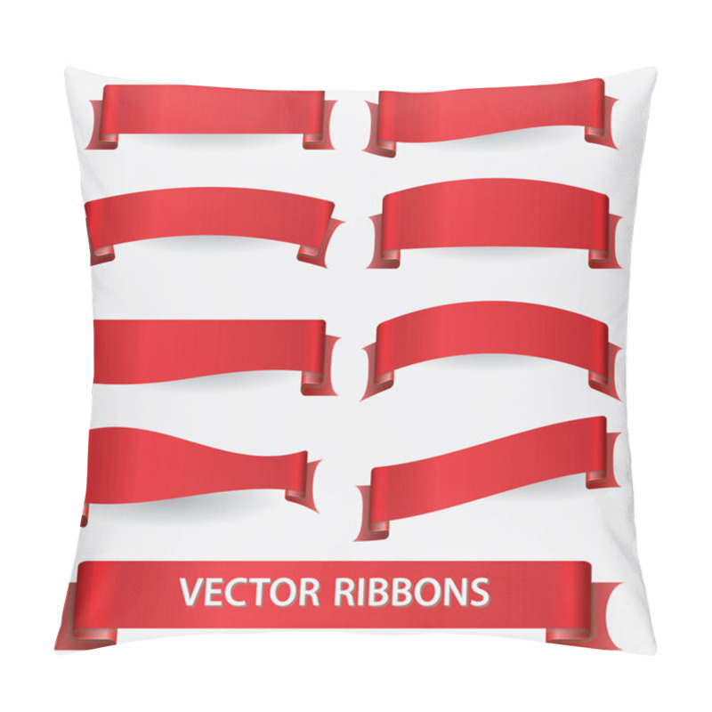 Personality  Red Ribbon Banners Eps10 Pillow Covers