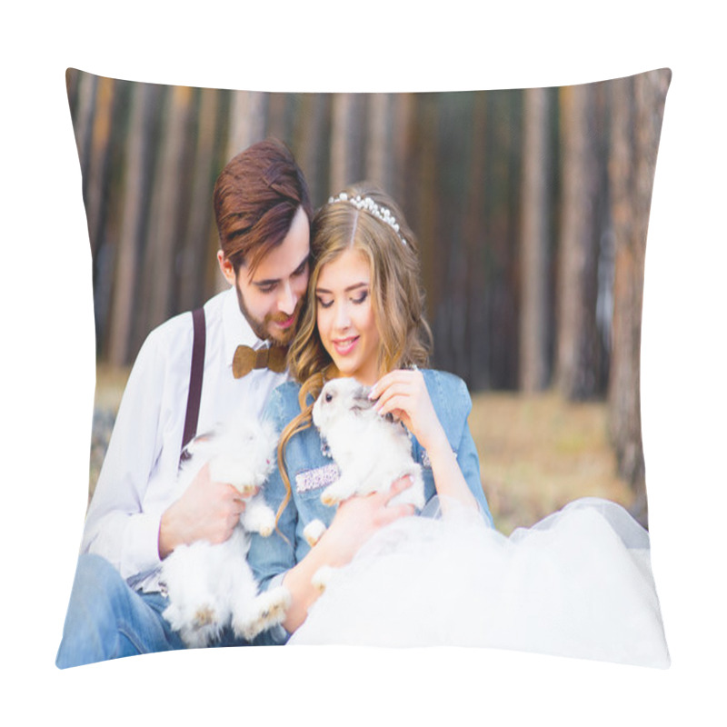 Personality  Wedding In Country Style In The Woods Pillow Covers