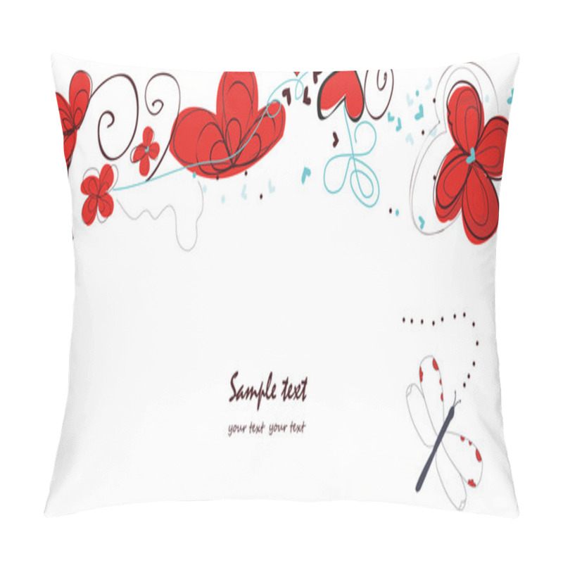 Personality  Abstract Red Floral Doodle Banner Vector Background Pillow Covers