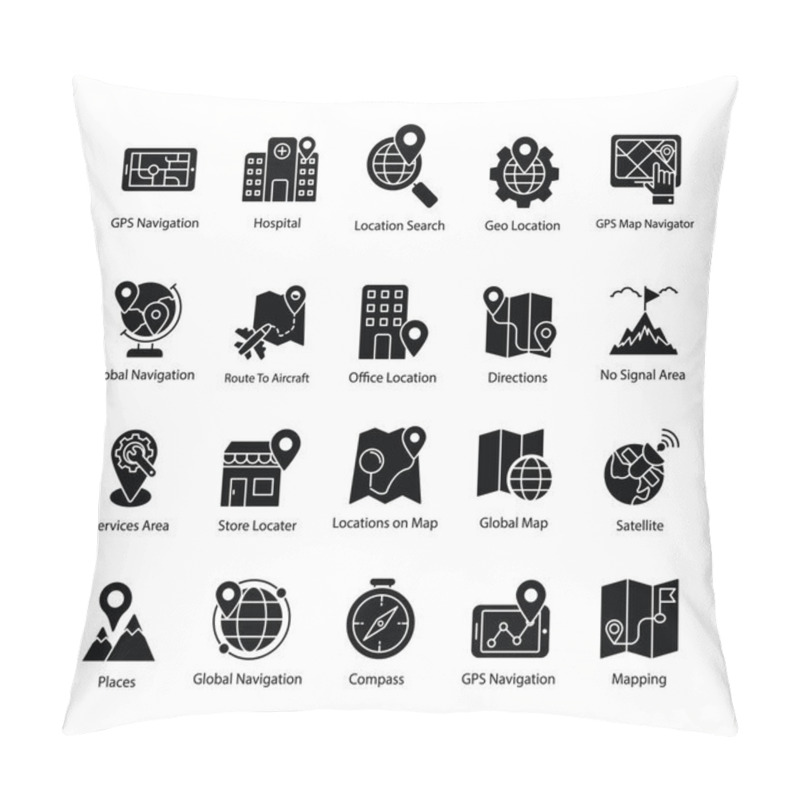 Personality  Map And Navigation Glyph Vectors Set Pillow Covers