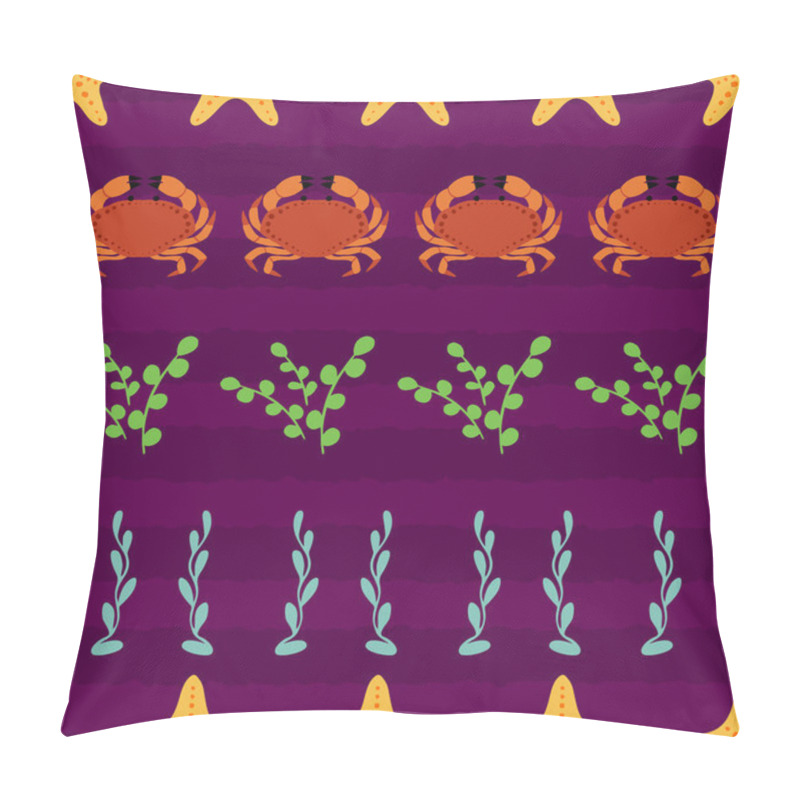 Personality  Nautical Seamless Vector Pattern On Purple Background Pillow Covers