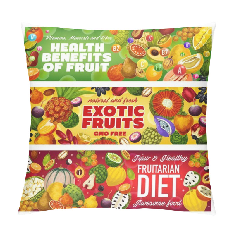 Personality  Tropical Fruits, Exotic Berries Of Fruitarian Diet Pillow Covers