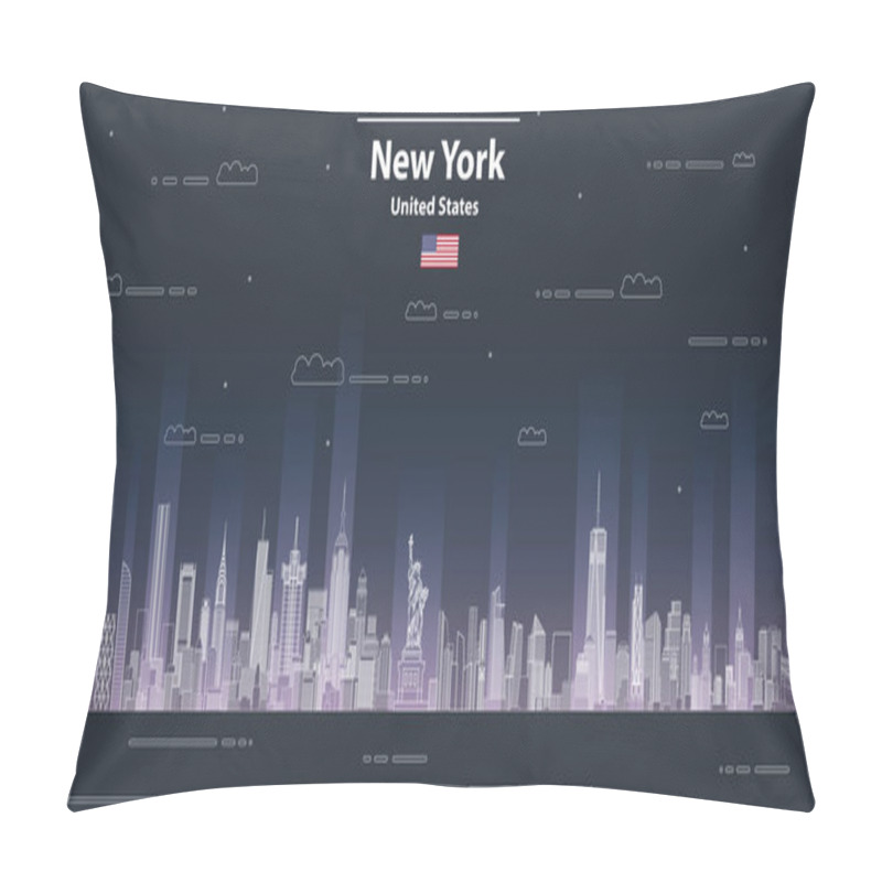 Personality  New York Cityscape Line Art Style Vector Detailed Illustration. Travel Background Pillow Covers