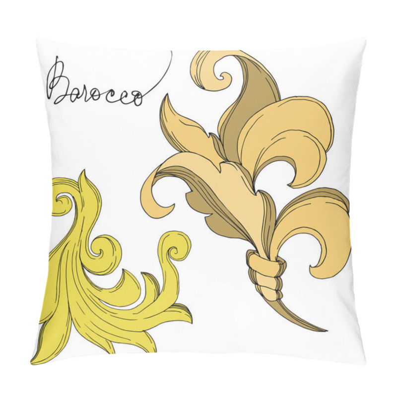 Personality  Vector Golden Monogram Floral Ornament. Black And White Engraved Ink Art. Isolated Ornament Illustration Element Pillow Covers