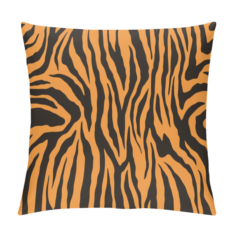 Personality  Texture Of Bengal Tiger Fur, Orange Stripes Pattern. Animal Skin Print. Safari Background. Vector Pillow Covers