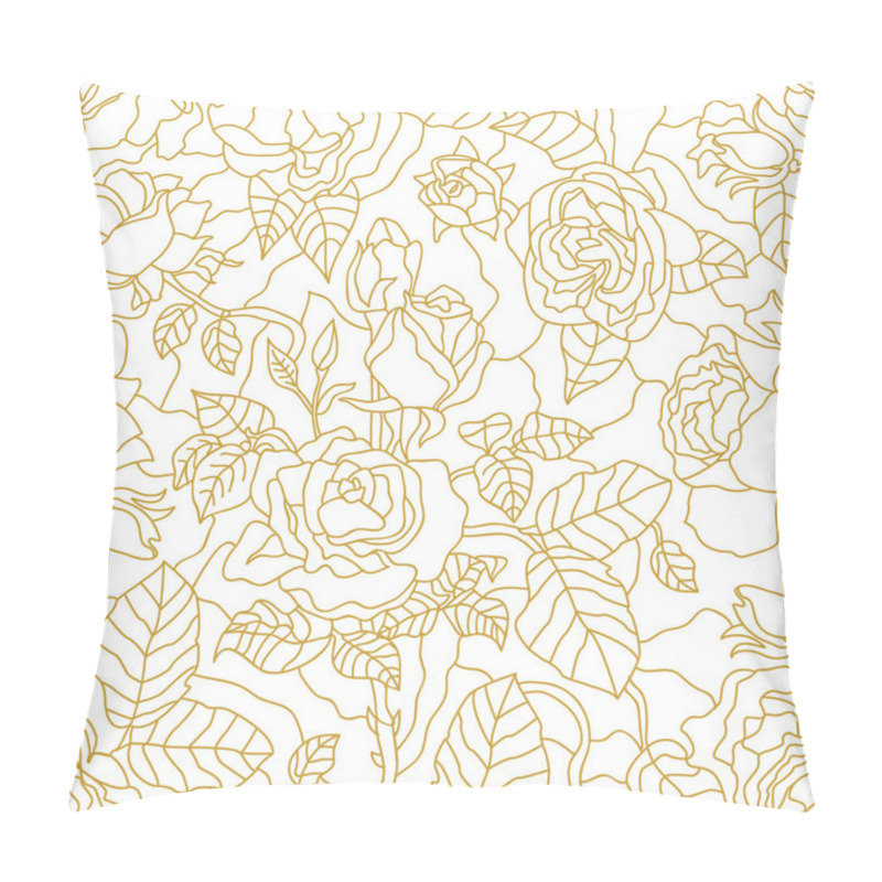 Personality  Golden Roses On White Background. Pillow Covers