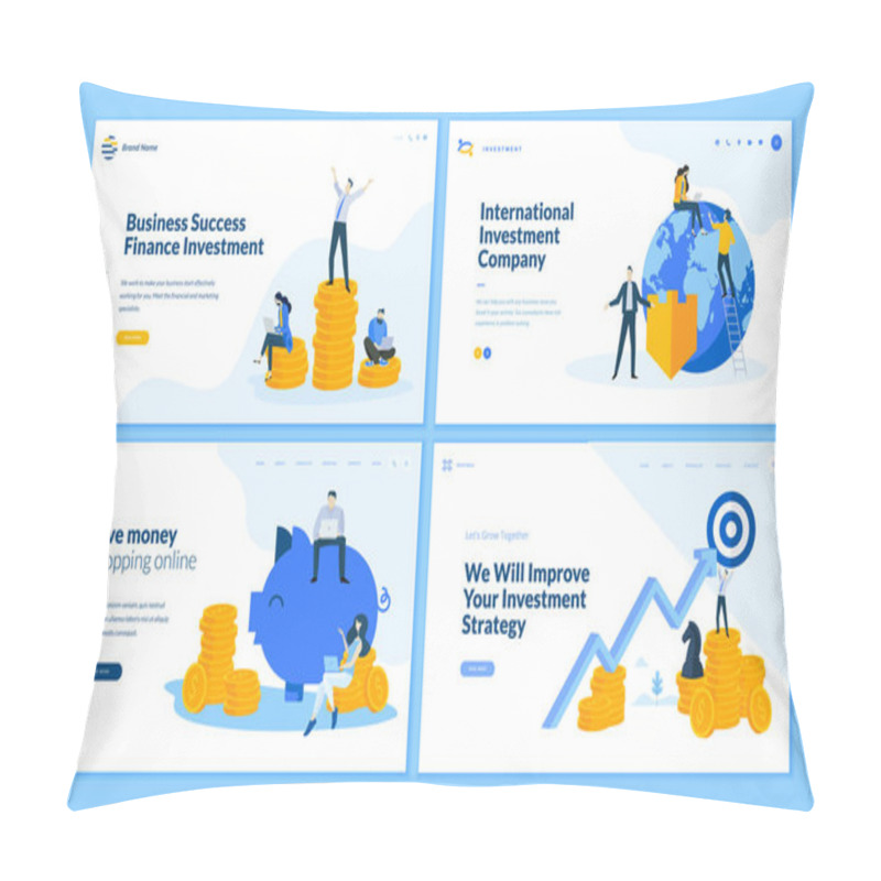 Personality  Set Of Flat Design Web Page Templates Of Finance, Business Success, Investment, Online Shopping. Modern Vector Illustration Concepts For Website And Mobile Website Development.  Pillow Covers