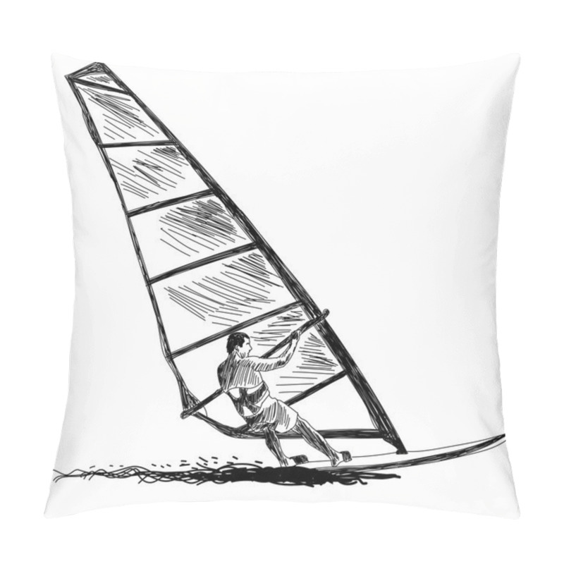 Personality  Windsurfing Sketch Pillow Covers