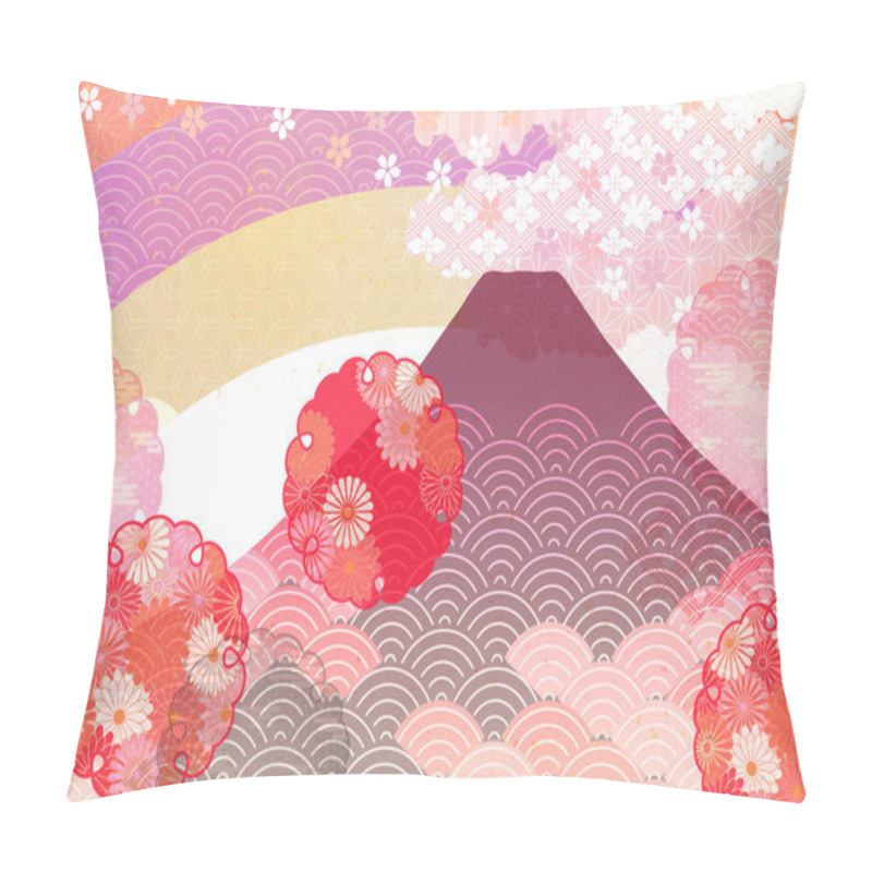 Personality  Mt. Fuji Cherry Blossoms New Year's Card Background  Pillow Covers