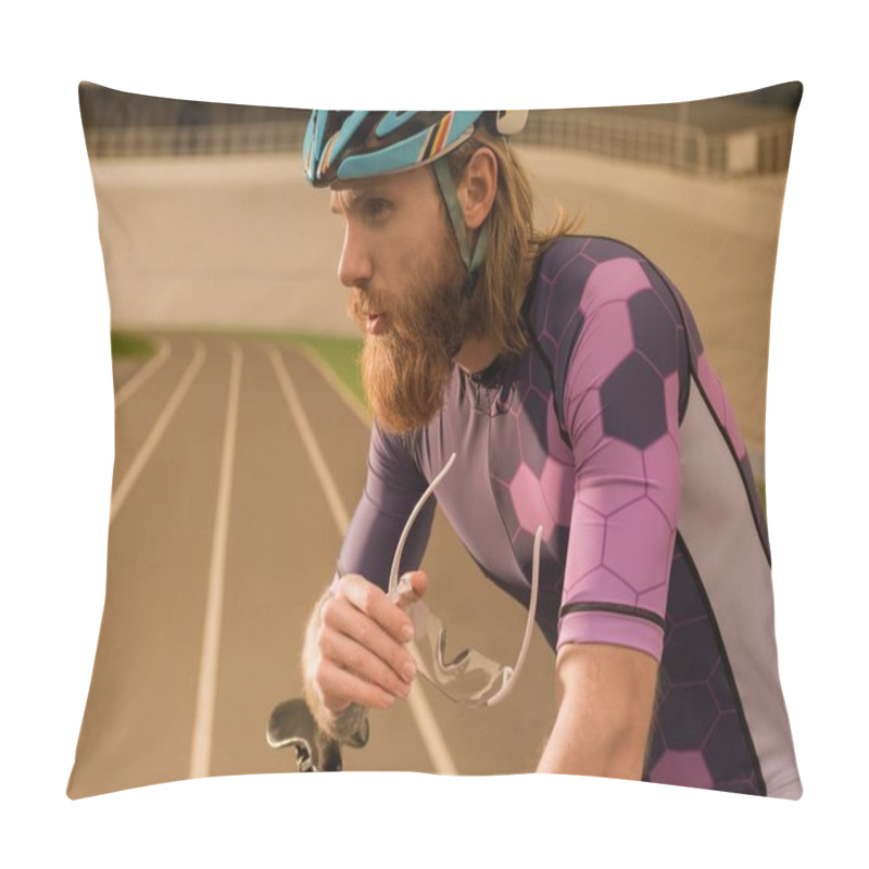 Personality  Thoughtful Cyclist In Helmet Pillow Covers