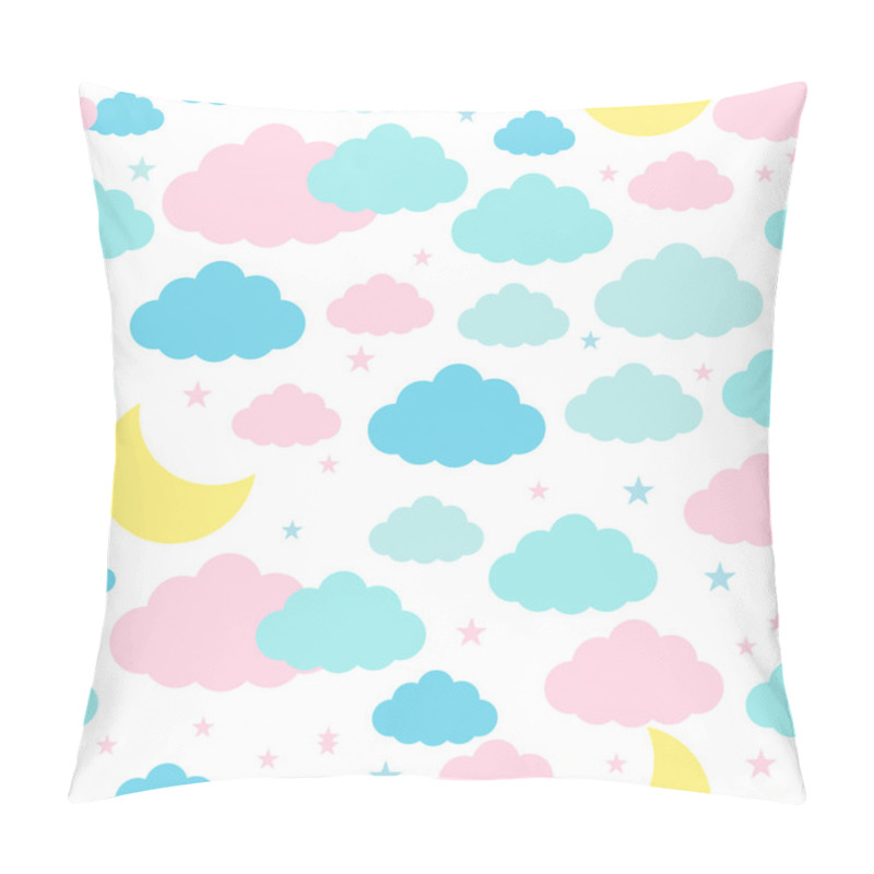 Personality  Childish Seamless Background With Moon Clouds And Stars Pillow Covers