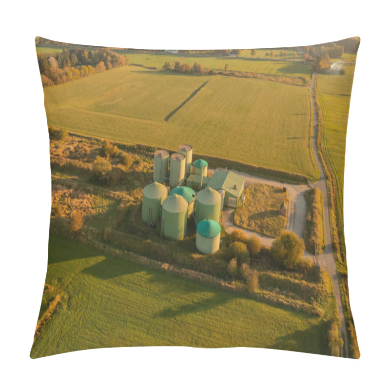 Personality  Decommissioning Of A Biogas Plant Taken From The Air Perspective With A Drone Pillow Covers