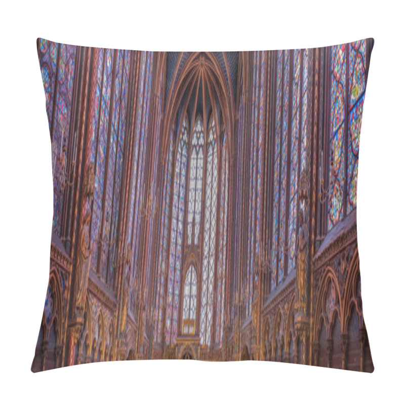 Personality  Paris, France. Circa October 2019.Panorama Of The Interior Of The Sainte-Chapelle Or Holy Chapel,a Gothic Building Full Of Beautiful Stained Glass Windows. Pillow Covers