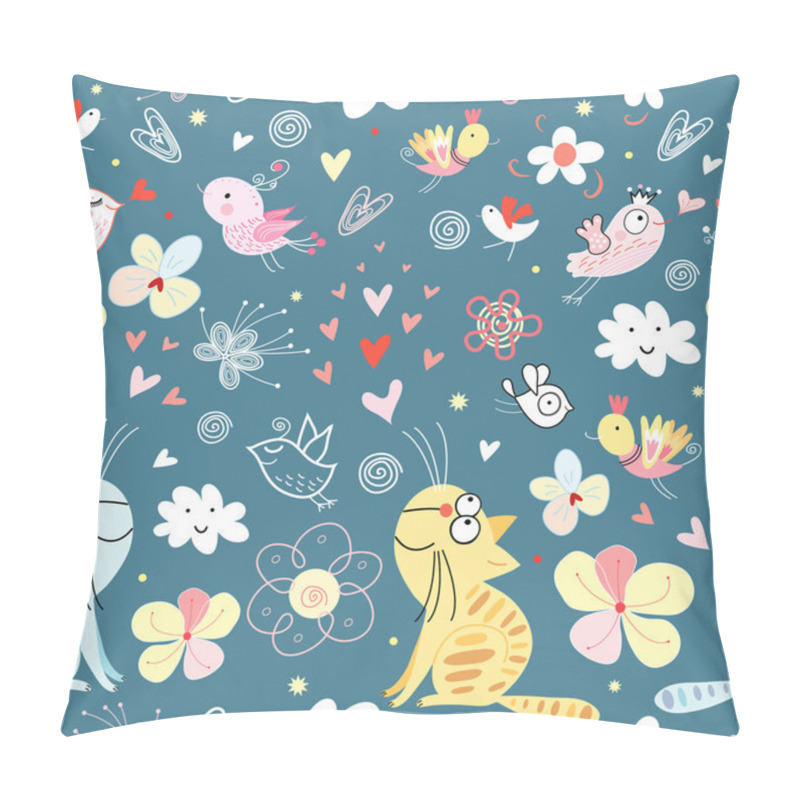 Personality  Texture Cats And Birds Pillow Covers