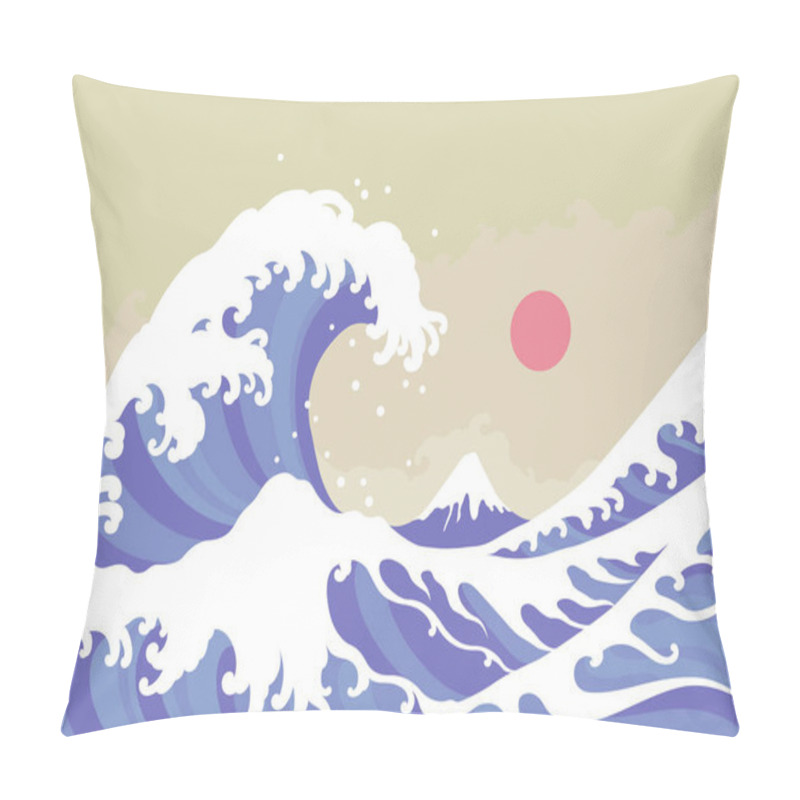 Personality  Big Wave Vector Illustration Pillow Covers