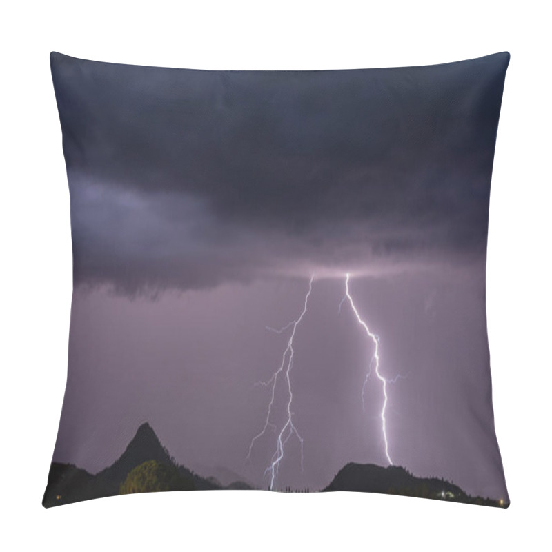 Personality  Panorama With The Lightning, Mazzarino, Caltanissetta Sicily, Italy, Europe Pillow Covers