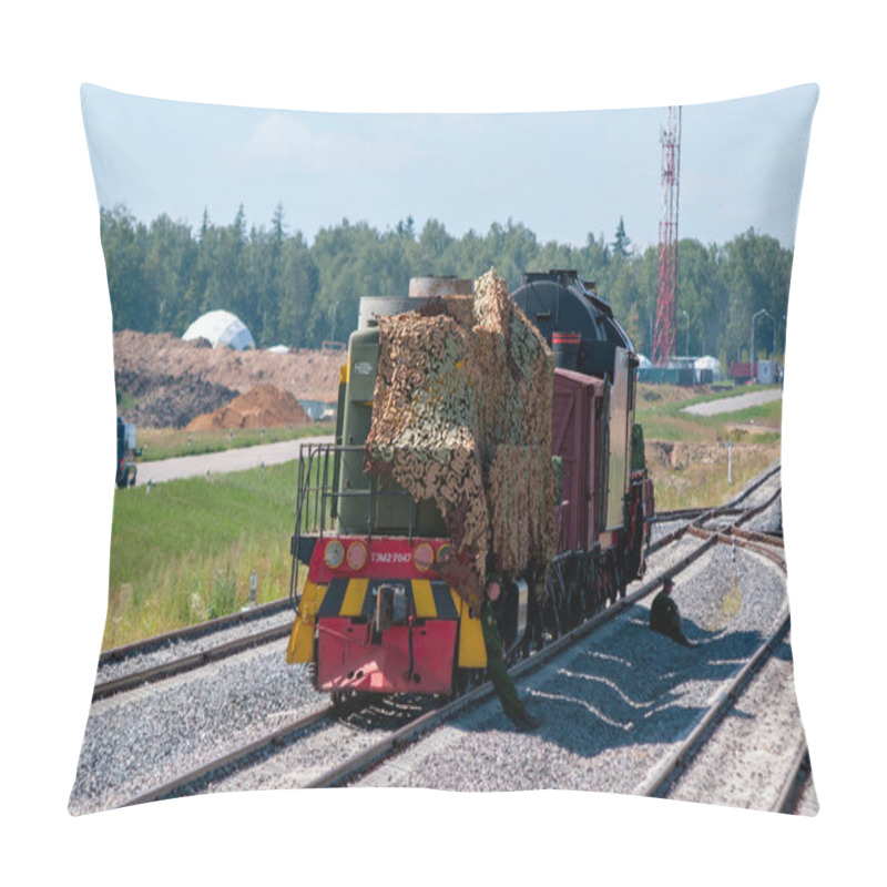 Personality  The Shunting Diesel Locomotive TEM2-7047 At The Siding Of Railway Station Kubinka-II, Patriot Park, Moscow Region, Russian Federation, August 12, 2017 Pillow Covers