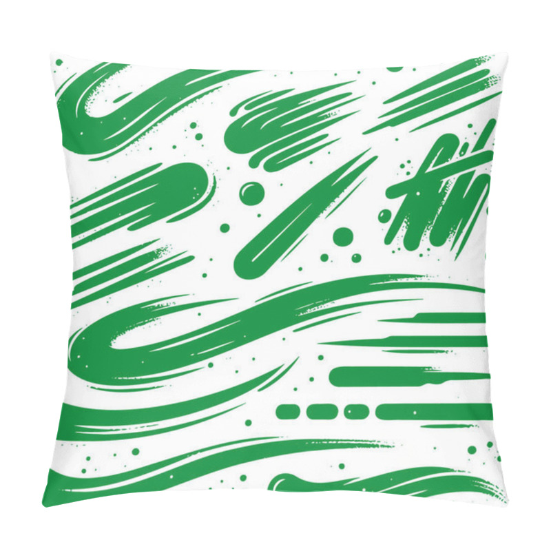 Personality  Green Abstract Brush Strokes And Splatter In Digital Art Style Pillow Covers