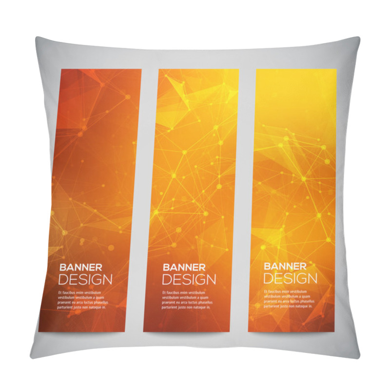 Personality  Vector Vertical Banners Set With Polygonal Abstract Shapes, With Circles, Lines, Triangles. Polygonal Banners Pillow Covers