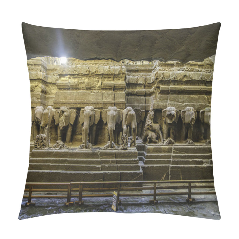 Personality  The Rock Cut Ellora Caves Complex Near Aurangabad India. Pillow Covers