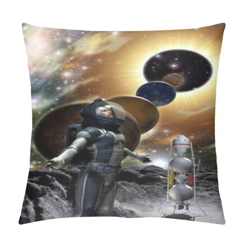 Personality  Astronaut And Alien Planet Pillow Covers