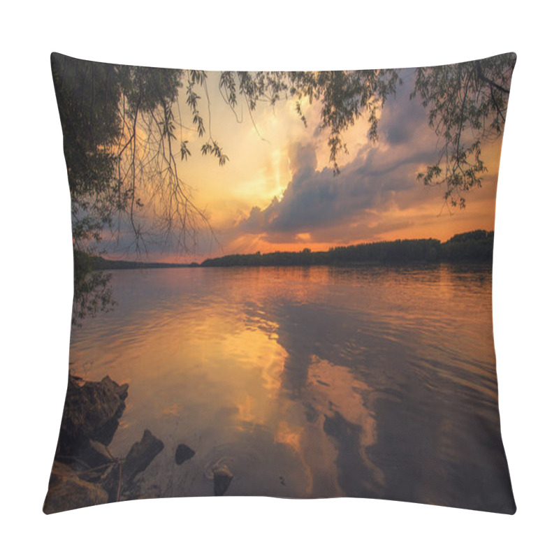 Personality  Beautiful Sunset On The River. Landscape Photo Pillow Covers