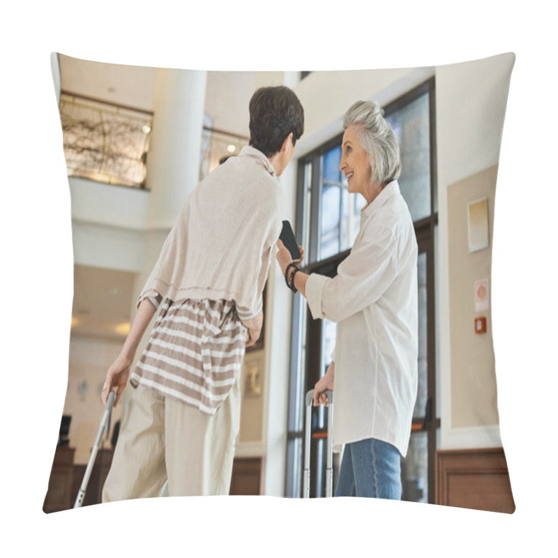 Personality  Senior Lesbian Couple Showing Care And Compassion. Pillow Covers