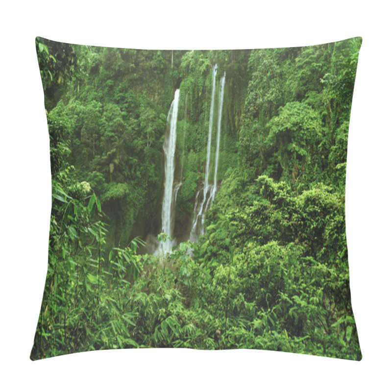 Personality  Sekumpul Waterfall In The Jungle With Clear Water Falling On Stone Cliffs And Green Trees All Around, Bali, Indonesia Pillow Covers