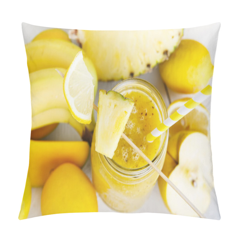 Personality  Fresh Organic Yellow Smoothie With Banana, Apple, Mango, Pear, P Pillow Covers