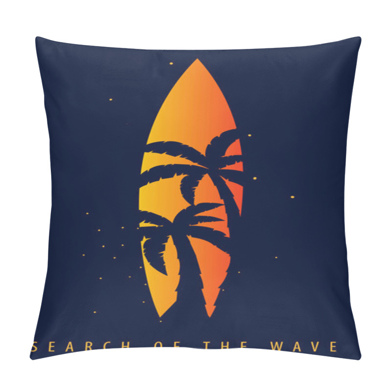 Personality  Surfing Graphic With Palms And Surfingboards. T-shirt Design And Print. Pillow Covers