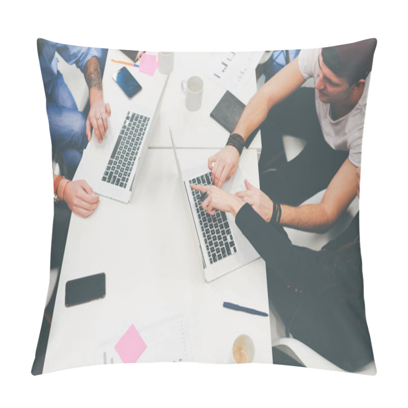 Personality   Group Of Coworkers Working At The Table Pillow Covers