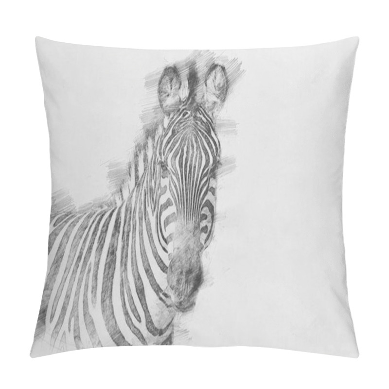 Personality  Zebra. Sketch With Pencil Pillow Covers