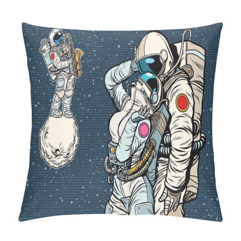 Personality  Cosmonauts Are Dancing. Romantic Date, Man Loves A Woman Pillow Covers