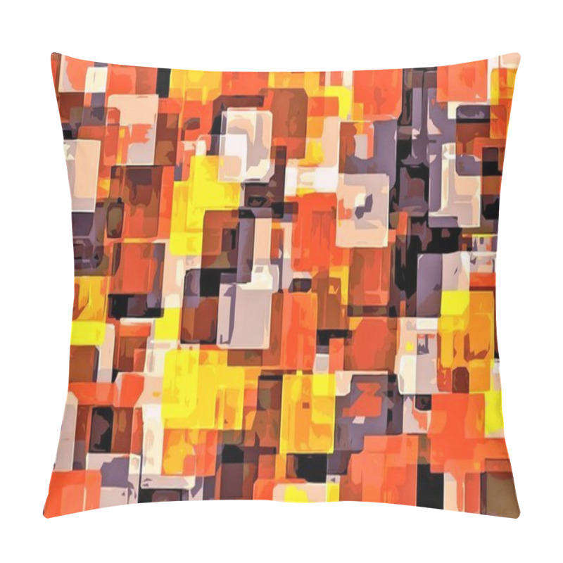 Personality  Orange Yellow And Black Square Painting Abstract Background Pillow Covers