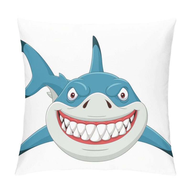 Personality  Vector Illustration Of Cartoon Angry Shark Isolated On White Background Pillow Covers