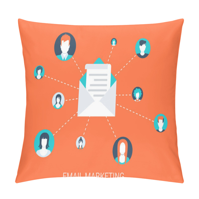 Personality  Flat Style Email Marketing Concept. Pillow Covers