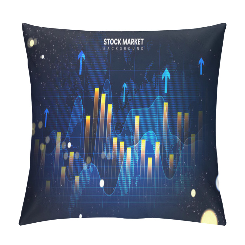 Personality  Futuristic Financial Trading Chart With Up Arrows. Successful Stock Market Statistical Information And Trends. Economic Information Growth Background Pillow Covers