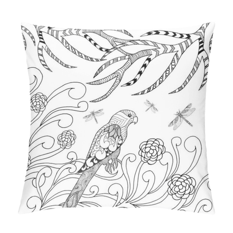 Personality  Tropical Parrot In Flower Garden Pillow Covers